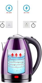 img 3 attached to 🔥 happybeefalo Electric Kettle Coffee Tea Pot: 1.8L Stainless Steel, Purple, Auto-Shut-Off, Boiled-Dry-Protection - Fast Water Heating (110V)