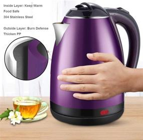 img 2 attached to 🔥 happybeefalo Electric Kettle Coffee Tea Pot: 1.8L Stainless Steel, Purple, Auto-Shut-Off, Boiled-Dry-Protection - Fast Water Heating (110V)