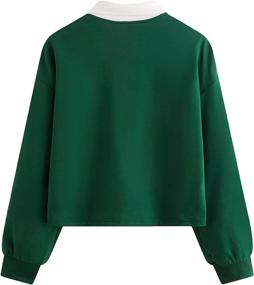 img 3 attached to 👚 Stylish and Versatile Women's Drop Shoulder Pullover Top Sweatshirt - Verdusa Polo Collar Button Front