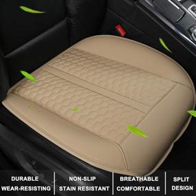 img 3 attached to 🚗 Universal Beige Car Seat Cover with Lumbar Support and Headrest Cover - Black Panther, Sideless Design