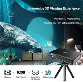 img 2 attached to Mini HD DLP Pocket WiFi Projector with Battery Support, 1080P Airplay, 3D, Small Wireless Portable Pico LED Projector with Built-in Speaker, Auto Keystone, HDMI, USB for Home Theater, Gaming, Movie, TV, DVD, Outdoor