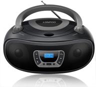 🎵 lonpoo portable stereo boombox cd player with bluetooth, fm radio, usb, aux input, earphone jack output, dual knob controls (black + grey) logo