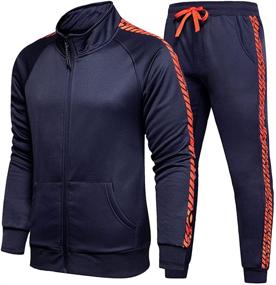 img 4 attached to DUOFIER Stripe Drawstring Waistband Tracksuit Sports & Fitness