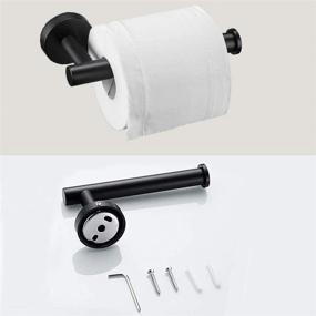 img 1 attached to Modern Matte Black Stainless Steel Bathroom Towel Holder Set - Wall Mounted Hand Towel Ring & Toilet Paper Holder