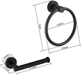 img 2 attached to Modern Matte Black Stainless Steel Bathroom Towel Holder Set - Wall Mounted Hand Towel Ring & Toilet Paper Holder
