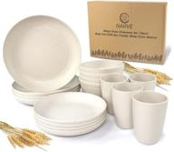 beige unbreakable dinnerware set: lightweight, safe, reusable & dishwasher-friendly logo