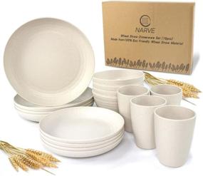 img 4 attached to Beige Unbreakable Dinnerware Set: Lightweight, Safe, Reusable & Dishwasher-Friendly