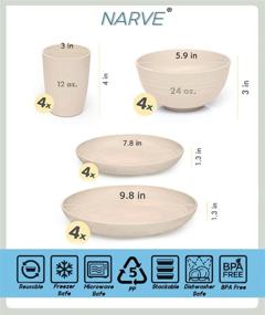 img 3 attached to Beige Unbreakable Dinnerware Set: Lightweight, Safe, Reusable & Dishwasher-Friendly