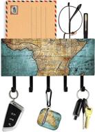 🗝️ hennaja vintage map key holder for wall - 5 hooks, mail organizer, entryway décor логотип