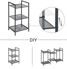 img 3 attached to Versatile SONGMICS 3-Tier Storage Rack: Customizable Bathroom Shelf, Extendable Plant 🏷️ Stand, Adjustable Shelf for Bathroom, Living Room, Balcony, Kitchen – Black UBSC33BK