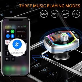 img 3 attached to Wireless Car Radio Adapter with Bluetooth 5.0, QC3.0+Type-C PD Fast Charge, Hands-Free Call Kit, Battery Voltage Monitor, LED Backlit, Siri/Google Assistant, U Disk/TF Card Support