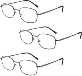 img 4 attached to 👓 Unisex Reading Glasses with Sleek Metal Frame, Spring Hinges