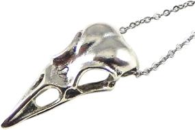 img 4 attached to 🦅 Vintage Antiqued Silver Crow Raven Skull Necklace with 18" Stainless Steel Chain by JJG