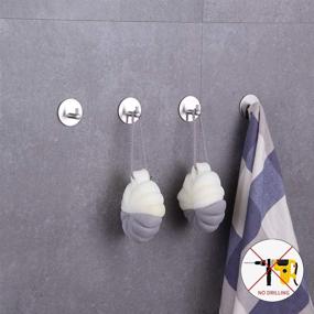 img 2 attached to 🛁 BEIGEEWY Self Adhesive Towel Hooks/Bathroom Hooks - Stainless Steel 4 Pack, Brushed Finish - Ideal for Kitchen, Office, and Key Hanging