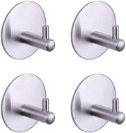 🛁 beigeewy self adhesive towel hooks/bathroom hooks - stainless steel 4 pack, brushed finish - ideal for kitchen, office, and key hanging logo