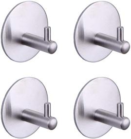 img 4 attached to 🛁 BEIGEEWY Self Adhesive Towel Hooks/Bathroom Hooks - Stainless Steel 4 Pack, Brushed Finish - Ideal for Kitchen, Office, and Key Hanging