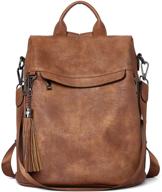 bromen backpack leather anti theft shoulder women's handbags & wallets and fashion backpacks logo