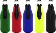 🍺 5 pack zipper beer bottle cooler sleeves - party beer holders with collapsible insulation, neoprene covers for 12oz 330ml bottles... logo