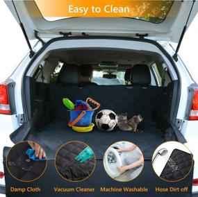 img 3 attached to 🐶 CCJK Waterproof Dog Car Seat Cover & Cargo Liner Rear Bench - Machine Washable & Nonslip - Convertible Hammock Shape for Cars SUV Trucks