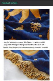 img 2 attached to 🌙 Erke Moon and Sun Throw Blanket with Tassels, Reversible Cotton Woven Couch Bed Throws Cover - 50" X 70", Yellow Blue