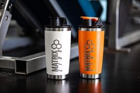 img 1 attached to 🍶 Matrix Shaker: Insulated Protein Mixer - 20oz Stainless Steel Blender Cup Bottle (Red)