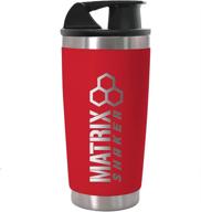 🍶 matrix shaker: insulated protein mixer - 20oz stainless steel blender cup bottle (red) logo