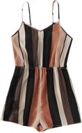 👗 milumia girl colorblock striped cami romper with high waist, sleeveless shorts jumpsuit logo