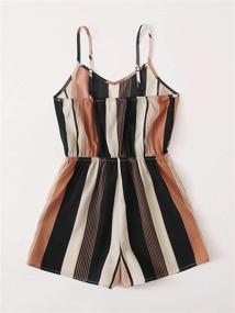 img 3 attached to 👗 Milumia Girl Colorblock Striped Cami Romper with High Waist, Sleeveless Shorts Jumpsuit