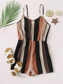 img 2 attached to 👗 Milumia Girl Colorblock Striped Cami Romper with High Waist, Sleeveless Shorts Jumpsuit