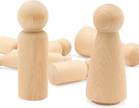 img 3 attached to 🎨 Unfinished Birch Wooden Peg Dolls Set - 3-½” Tall, Including 5 Mom & 5 Dad Figures - Perfect for People Crafts, Wedding Cake Toppers & More, by Woodpeckers