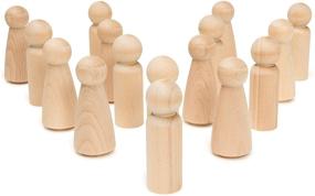 img 4 attached to 🎨 Unfinished Birch Wooden Peg Dolls Set - 3-½” Tall, Including 5 Mom & 5 Dad Figures - Perfect for People Crafts, Wedding Cake Toppers & More, by Woodpeckers