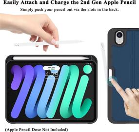 img 2 attached to 📱 Soke Case for Apple iPad Mini 6th Generation 2021 | Pencil Holder, Slim Premium Shockproof Folio Stand Cover | 2nd Gen Apple Pencil Charging + Auto Wake/Sleep | 8.3 Inch | Navy