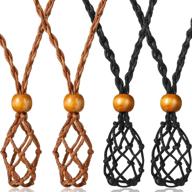 📿 versatile 4-piece necklace cord holder: adjustable length, diy jewelry making accessories for quartz crystal stone (black and coffee) logo