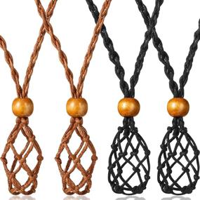 img 4 attached to 📿 Versatile 4-Piece Necklace Cord Holder: Adjustable Length, DIY Jewelry Making Accessories for Quartz Crystal Stone (Black and Coffee)