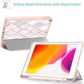 img 1 attached to 📱 ZHK Compatible with iPad 9/8/7th Gen Case: Slim Trifold Full-Body Protective Smart Flip Cover with Pencil Holder & Auto Sleep/Wake - 10.2 Case 2021/2020/2019