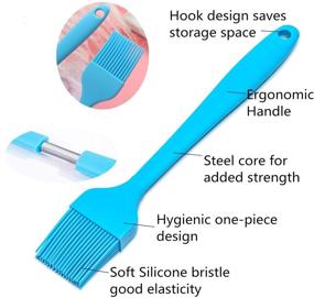 img 2 attached to 🔵 Large Blue Silicone Basting Brush for BBQ Grill, Sauce & Baking - Perfect for Marinating Food, Meat, Steaks, and Pastries