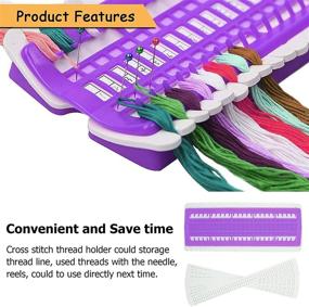 img 2 attached to 🧵 Upgraded Embroidery Floss Organizer Shelf - 50 Positions with 15P Replaceable Paper Card | Cross Stitch Thread Floss Holder Embroidery Storage for Sewing & Needlework Tool (Purple)