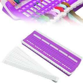 img 4 attached to 🧵 Upgraded Embroidery Floss Organizer Shelf - 50 Positions with 15P Replaceable Paper Card | Cross Stitch Thread Floss Holder Embroidery Storage for Sewing & Needlework Tool (Purple)