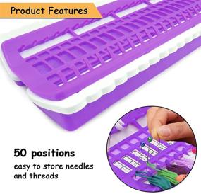 img 1 attached to 🧵 Upgraded Embroidery Floss Organizer Shelf - 50 Positions with 15P Replaceable Paper Card | Cross Stitch Thread Floss Holder Embroidery Storage for Sewing & Needlework Tool (Purple)