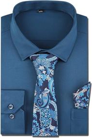 img 3 attached to 👔 XTAPAN Shirt Set with Matching Handkerchief - Men's Regular Fit Button-Down Apparel