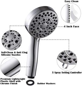 img 2 attached to FATCAMEL 5-Function High Pressure Handheld Shower Head Set with Hose and Bracket, 4 inch Spray Face, Full Chrome Finish - Premium SEO-Optimized Product Name