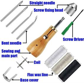 img 3 attached to 🧵 Optimized for SEO: 9-Piece Sewing Awl Kit with Needles, Coil and 3 Rolls of Waxed Threads for DIY Leather Craft Supplies - Handheld Stitching Tool