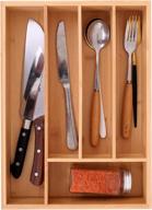 🍽️ bamboo silverware drawer organizer: kitchen cutlery tray with dividers for efficient storage of spoons, forks, and knives логотип