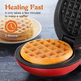 img 3 attached to 🧇 CROWNFUL Mini Waffle Maker Machine - Portable Small Compact Design, 4 Inches, Easy to Clean, Non-Stick Surfaces - Includes Recipe Guide, Perfect for Breakfast, Dessert, Sandwich, or Other Snacks - Red