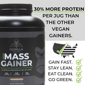 img 3 attached to Gorilla Gulps – Mocha Vegan Mass Gainer – 5 lb Natural High Calorie Protein Powder – Non-GMO, Gluten-Free, Dairy-Free, and Soy-Free. No Artificial Ingredients – With Added Vitamin B12, D3, and Iron – 530 Calories – 18 Servings