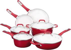 img 4 attached to 🍳 Bialetti Aeternum Ceramic Nonstick Cookware Set: 10 Piece Set in Eye-Catching Red/White!