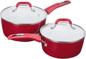 img 2 attached to 🍳 Bialetti Aeternum Ceramic Nonstick Cookware Set: 10 Piece Set in Eye-Catching Red/White!