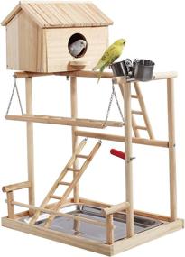 img 4 attached to 🐦 H iCaptain Bird Playground Parakeet Play Stand Cockatiel Gym with Nesting Box: Ultimate Fun and Comfort for Your Feathered Friends