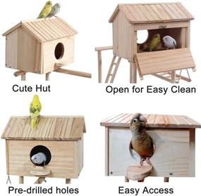 img 1 attached to 🐦 H iCaptain Bird Playground Parakeet Play Stand Cockatiel Gym with Nesting Box: Ultimate Fun and Comfort for Your Feathered Friends