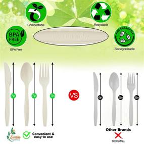 img 3 attached to 🌱 300 Pack of 100% Eco Friendly Compostable Utensils: Large Biodegradable Disposable Cutlery Set (7"), Renewable Resource Made, Strong and Durable - Plastic Alternative!